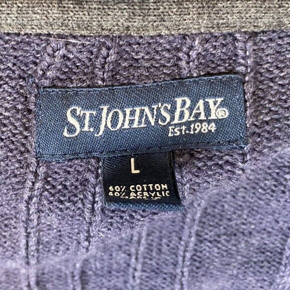 St. Johns Bay Men's Cardigan Sweater Large Cable Knit Button-Up Casual - Picture 3 of 9